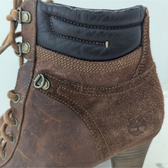 TIMBERLAND Earhkeepers Women’s Field Boot Lace Up Brown sued Leather Heels sz 7 - Picture 10 of 14